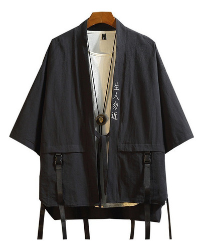 Cardigã Haori Para Homens Kimono Samurai Roupas Japonesas