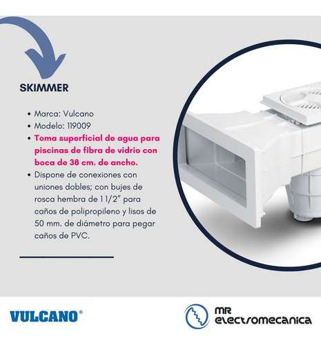 Kit Vulcano Instalación Piscina Plastico Skimmer Ancho 38cm