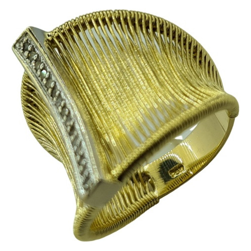 Anel Vazado Ouro 18k Com Brilhantes Cod 44081