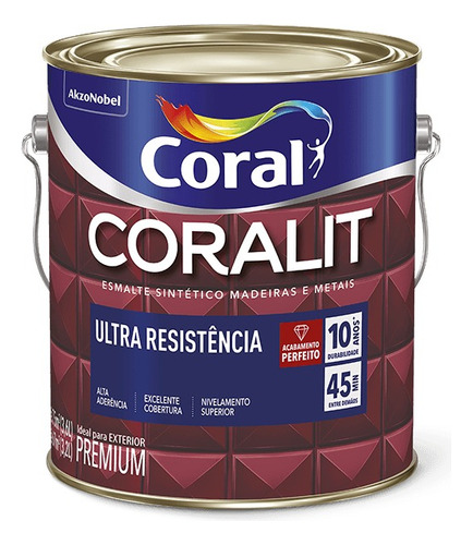 Tinta Esmalte Coralit Ultra Resistência 225ml Branco Brilho Branco