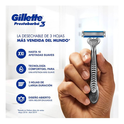 Rastrillos Desechables Gillette Prestobarba3 Regular 3pzs