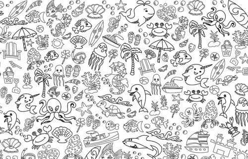 The Coloring Table Oceantime Fun Design - Mantel Cuadrado -