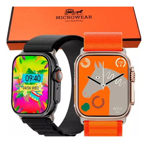 Relógio Inteligente Smartwatch W69 Ultra 9 Mini Cor da caixa Laranja Cor da pulseira Preto