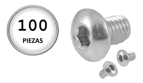 100 Tornillos Allen Cabeza De Boton Inoxidable M4-0.70x10mm