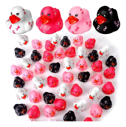 12 Piezas Pink Ribbon Rubber Ducks Baño Toy Breast Cancer Bu