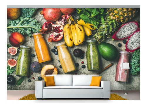 Papel De Parede Suco Frutas Smoothies Polpa 3d Al172