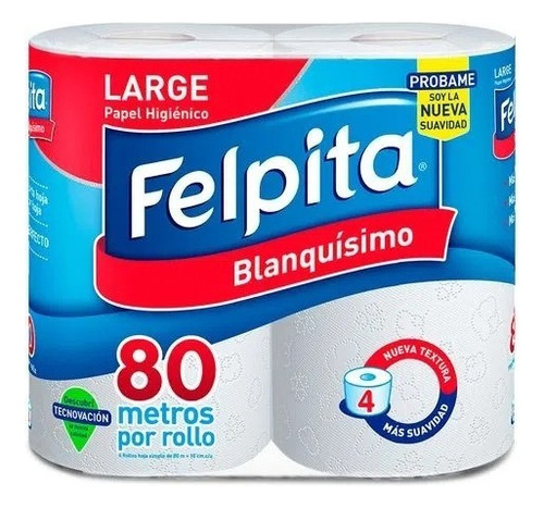 Papel higiénico Felpita Blanquísimo simple hoja 1280 m de 4 u