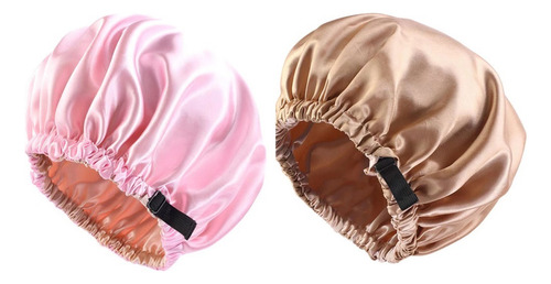 2 Gorros De Dormir Satén Pelo Rizado Capó De Seda Elástica