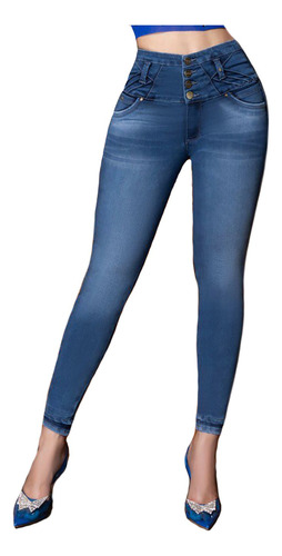 Jeans Mujer Pantalón Colombiano Mezclilla Strech Push Up 004