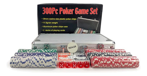 300pc Poker Game Set Valija Con Fichas Cartas Y Dados