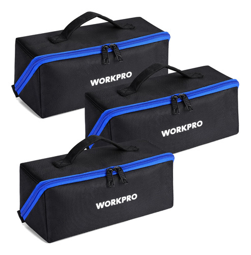 Workpro Paquete De 3 Bolsas De Herramientas De Boca Ancha De