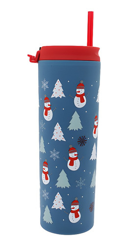 Vaso Navideño Azul 560ml Termo Skinny Big Navidad