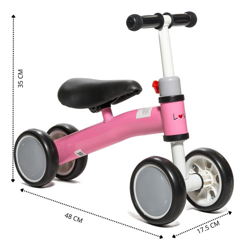 Patacleta Love 078 Para Niños Aprendizaje Sin Pedal Bebe Rosa