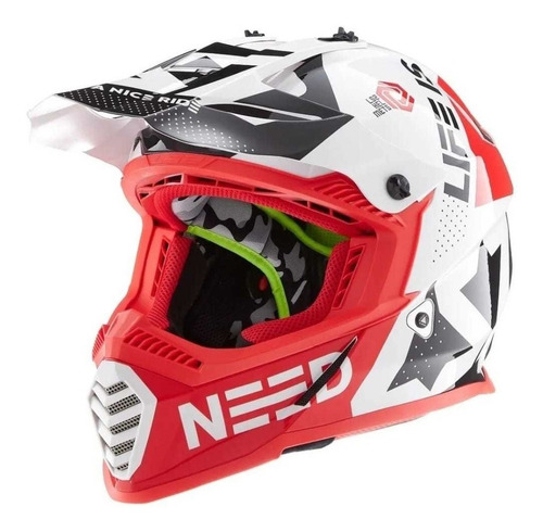 Imagen 1 de 3 de Casco Ls2 Cross 437 Fast Block Bla/roj/neg Xxl Moto Avenida