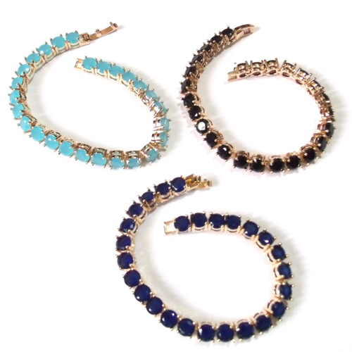 Lote Com 20 Pulseiras Banhadas A Ouro Com Gemas Naturais.