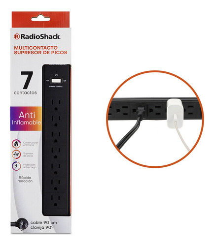 Supresor De Picos Multicontacto Radioshack Color Negro