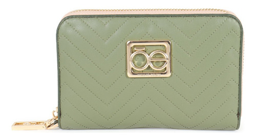 Cartera Para Mujer 7BINI22082 Con Cierre de Cremallera Color Verde Olivo Cloe