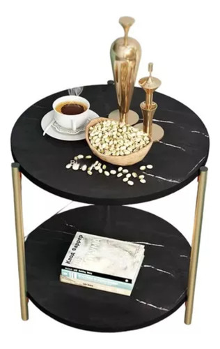 Mesa Mesas Centro Minimalista Auxiliar Redonda Sala Moderna Negro