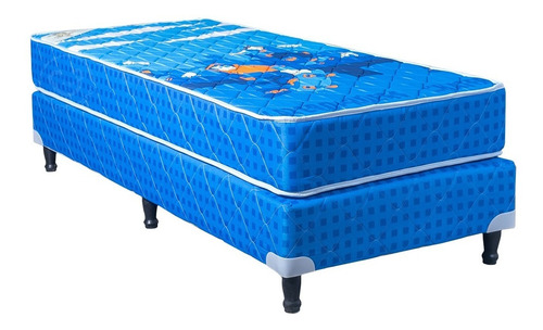 Sommier Y Colchon Maxiking 1 Plaza Infantil Celeste