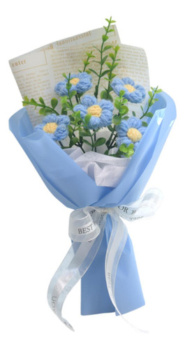 Ramo De Flores De Crochet Flowet Bouquet De Punto De Azul