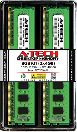 Memoria Ram A-tech Components, 2x4 Gb, Udimm, 1333 Mhz, Ddr3