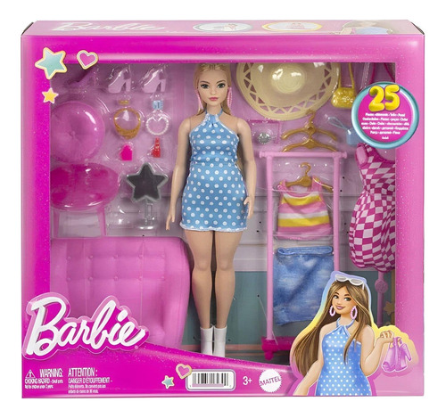 Boneca Barbie Estilista Closet Da Moda Com Acessórios Mattel