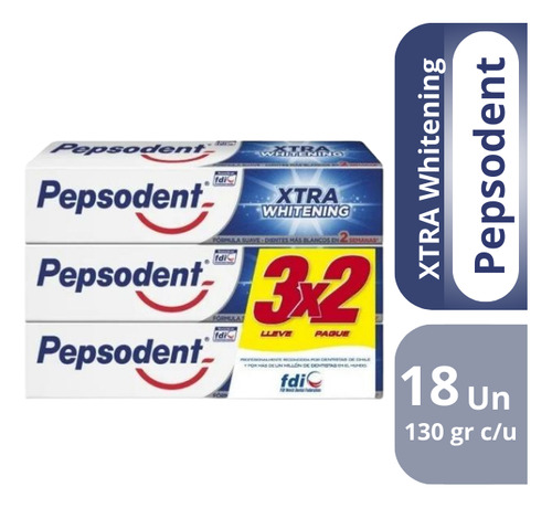 Pepsodent Xtra Whitening 130g Pack De 18 Unidades