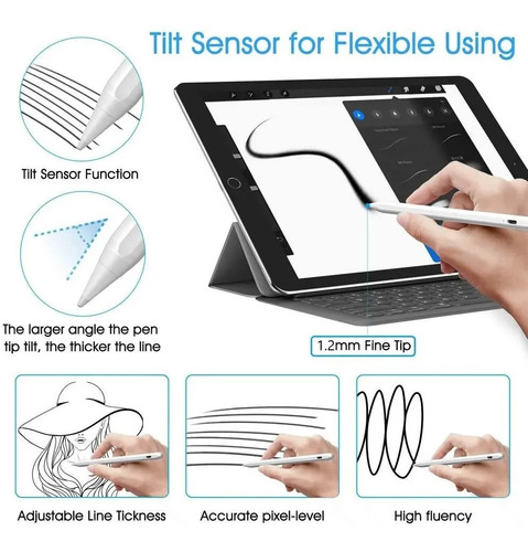 Caneta Stylus Com Palm Rejection Sensor De Pressão Para iPad
