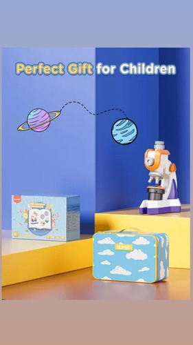 Kit Completo De Microscopio Juguete Con Luz Y Maletin Blanco