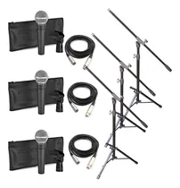 Comprar Combo 3 Microfonos Shure Sm 58 + 3 Soportes + 3 Cables Prm