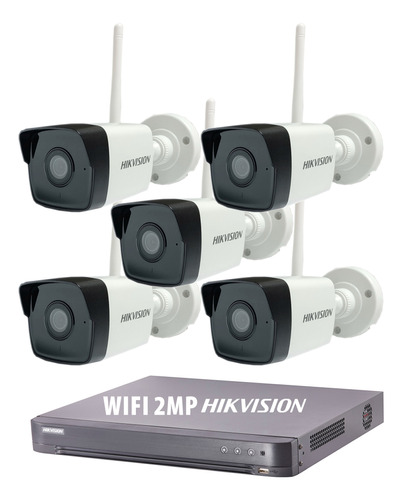 Kit Seguridad Ip Hikvision Dvr 8 Ch + 5 Camaras Wifi 2mp Ext