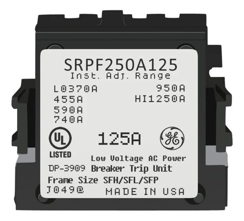 Srpf250a125 Rating Plug De 250 A 125amps