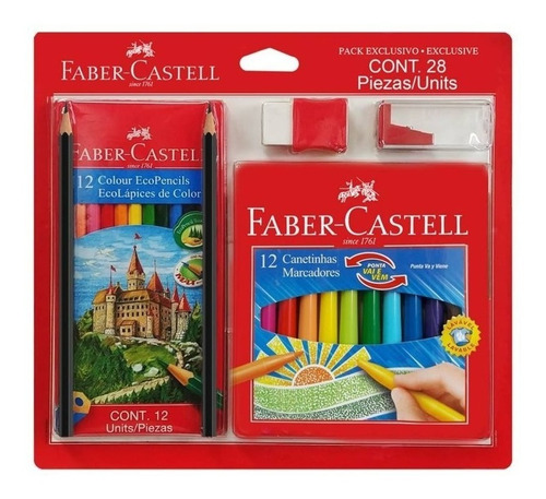 Faber Castell X28 Plumon-colores-lapiz Sacapunta-borrador