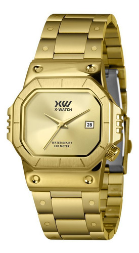 Relógio X-watch Masculino Dourado 43mmx35mm