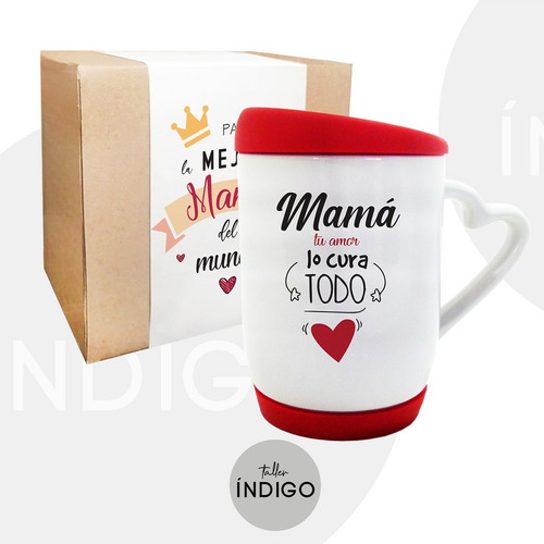 Mug Regalo Mamá/abuela Tapa Silicona + Empaque Personalizado