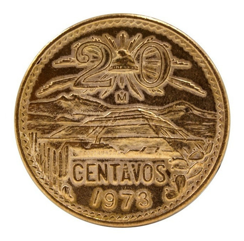 Moneda De 20 Centavos Mexicana Antigua Teotihuacan 1973