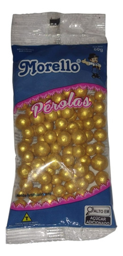 Confeito De Açúcar Pérola Grande Comestíveis Dourada 60g