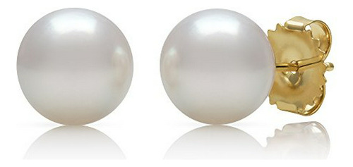 Pendientes De Perlas Cultivadas Blancas Aaa En Oro 14k