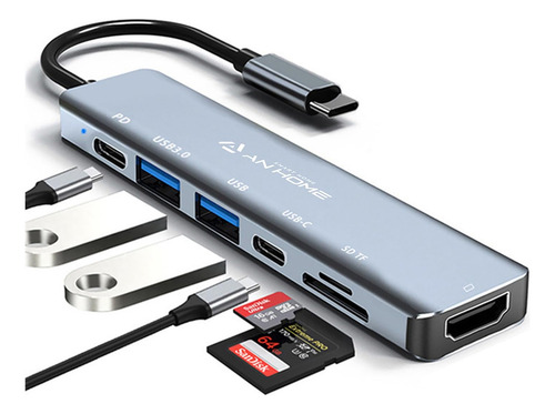 Adaptador Macbook Hub Usb-c 7 Em 1 Dex Hdmi 4k Air M1 M2 Nf
