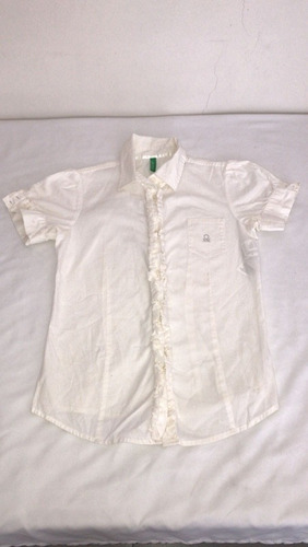 Blusa Manga Corta Color Blanco Talla S Marca Benetton 