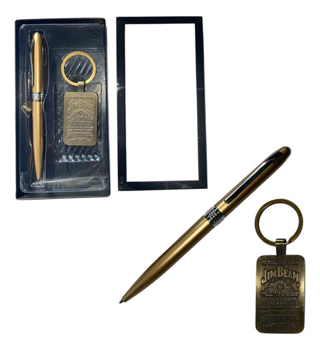 Set De Llavero + Lápiz Estuche De Regalo Día Del Padre Papá Dorado