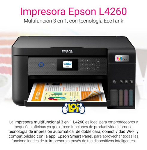 Imagen 12 de 12 de Impresora a color multifunción Epson EcoTank L4260 con wifi negra 100V/240V