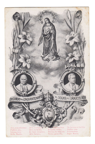 1904 Catolicismo Postal Cincuentenario Inmaculada Concepcion