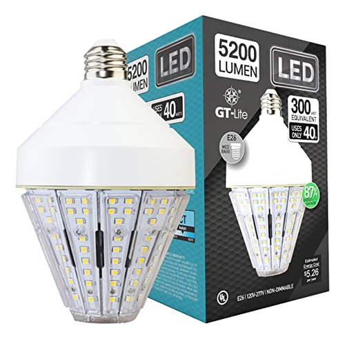 5200 Lumen Led Corn Cob Light Bulb, 40-watt, 300-watt E...