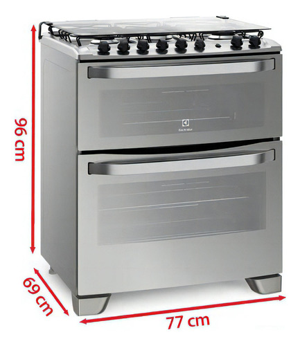 Fogão  de chão Electrolux  76DXA a gás/elétrico 5 queimadores  prata 127V/220V porta com visor 133.3L