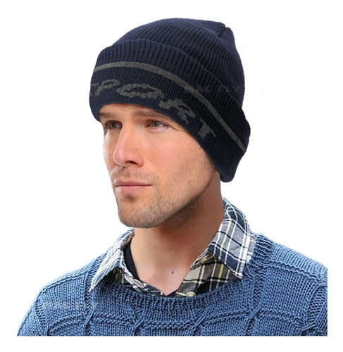 Gorro Invierno Hombre Beanie Tejido Lana Con Corderito Sport