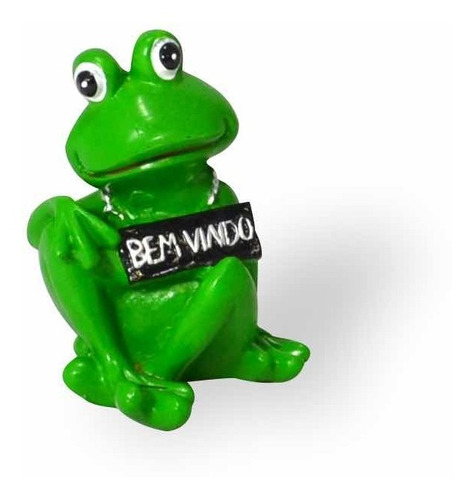 Sapinho Sapo Jardim Decorativo Com Placa Bem Vindo