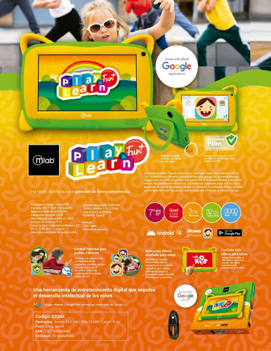 Tablet Mlab Kids Play & Learn Fun+ 7 Quad-core 3gb Wifi