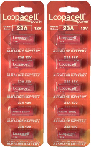 Loopacell Paquete De 10 Bateras Alcalinas A23 23a De 12 Volt