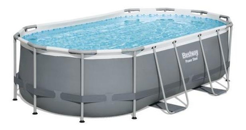 Piscina estrutural oval Bestway 56620 com capacidade de 7250 litros de 427cm de comprimento x 250cm de largura  cinza design mosaico